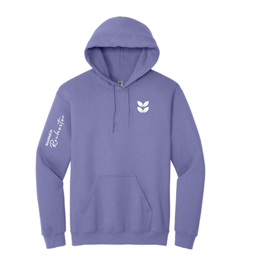 Rooted in Rochester Hoodie — Lilac Edition